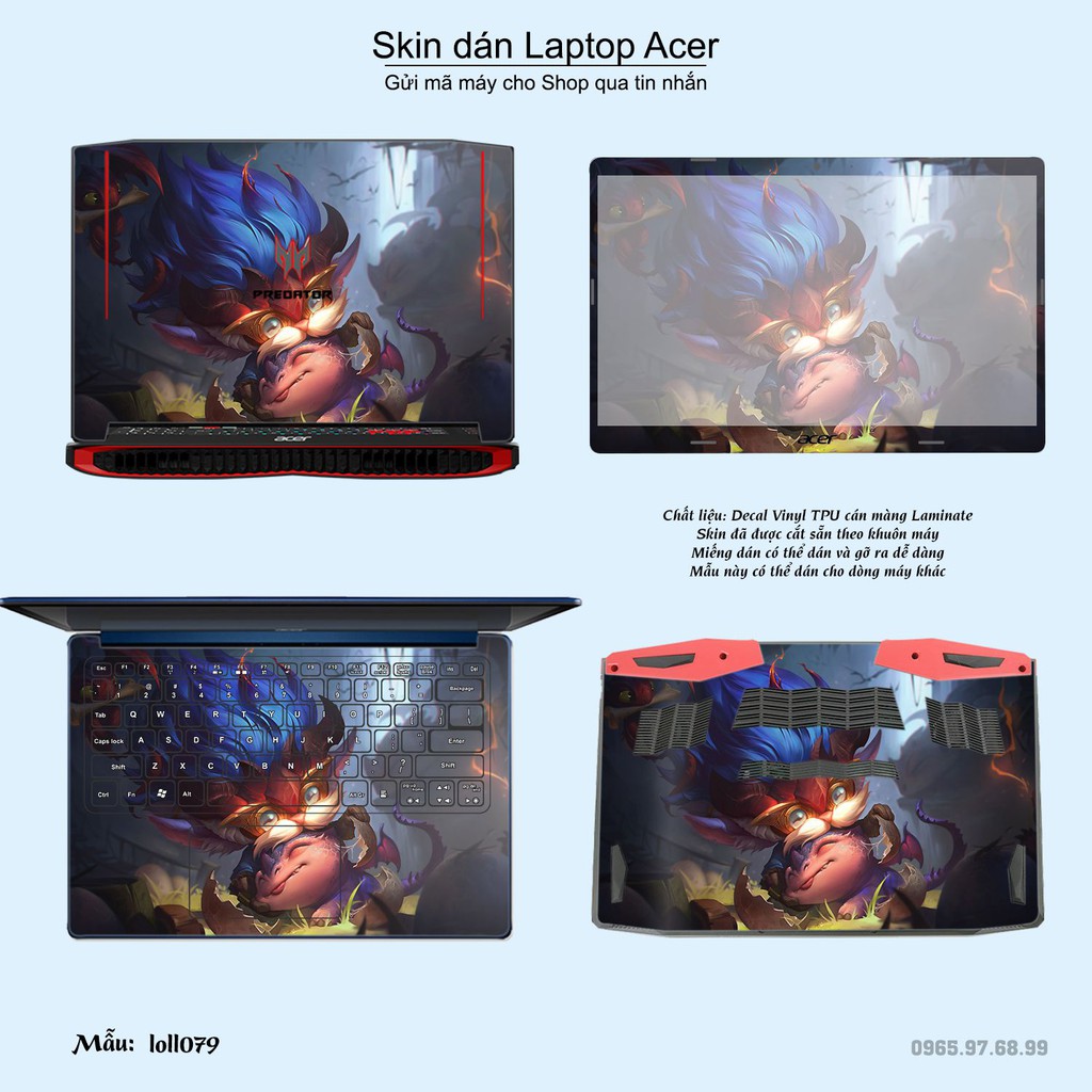 Skin dán Laptop Acer in hình Liên Minh Huyền Thoại nhiều mẫu 11 (inbox mã máy cho Shop)