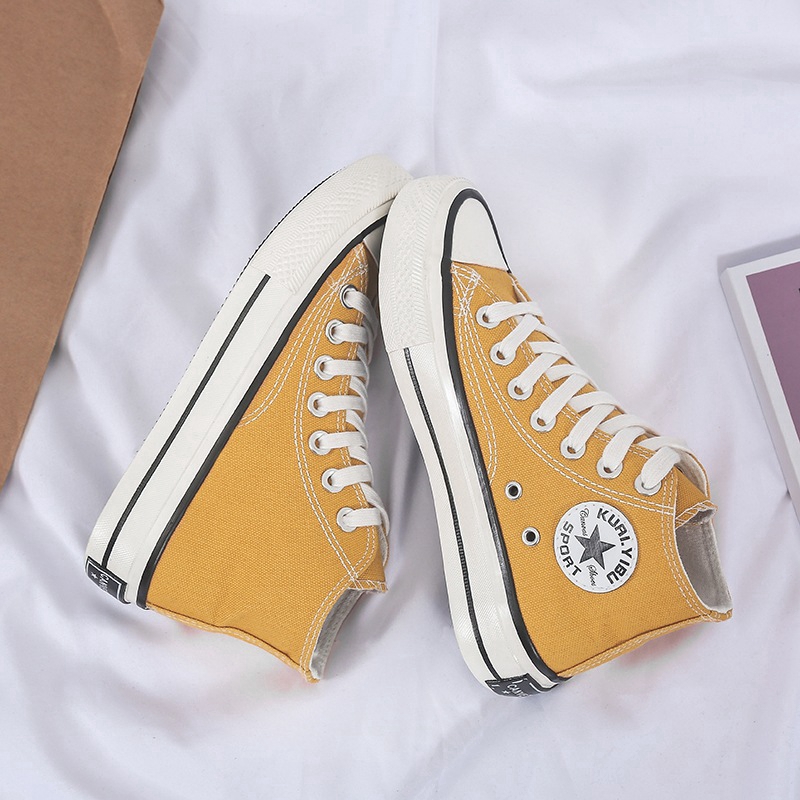 Giày vải canvas cổ cao thời trang phong cách cho các cặp đôi