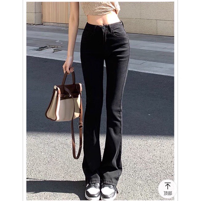 Quần bò jean nữ ống loe đứng rộng suông xuông co giãn jeans cạp cao cao cấp Hottrend 2022