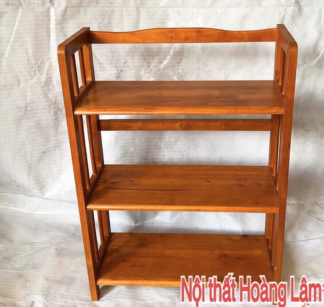 Kệ sách 65cm, 3 tầng gỗ cao su tự nhiên