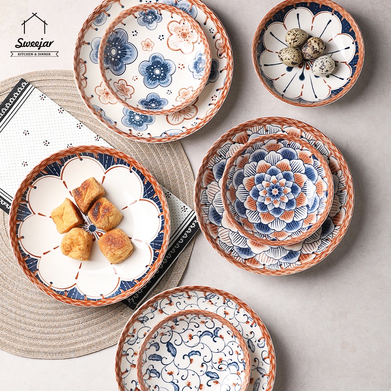 Đĩa Sứ Tròn 6inch/8inch Phong Cách Nhật Bản Độc Đáo Chất Lượng Cao