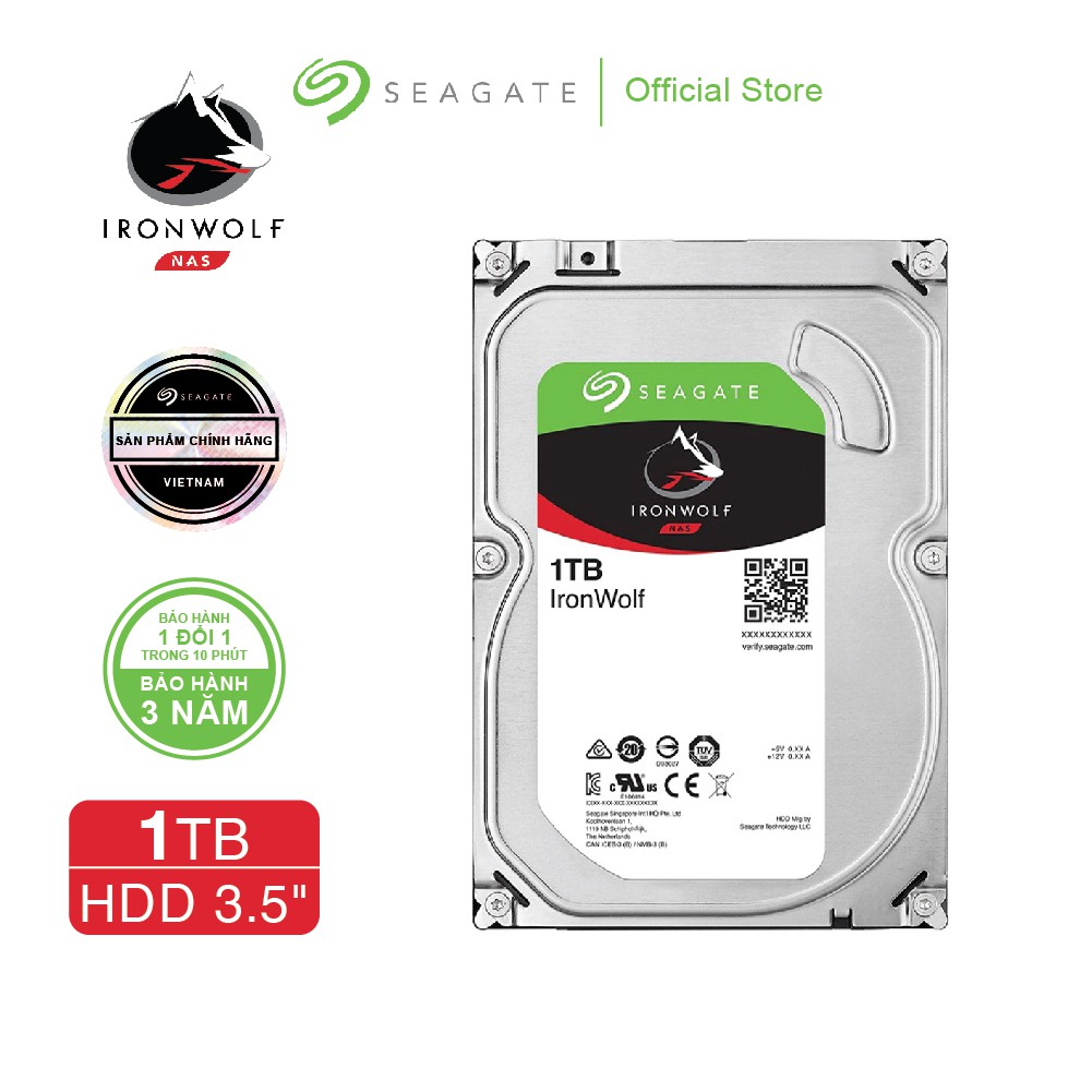 Ổ cứng HDD 3.5" NAS SEAGATE Ironwolf 1TB SATA 5900RPM_ST1000VN002