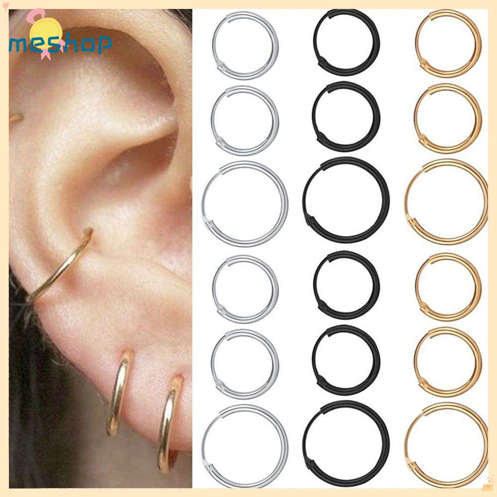 ❦ME❦ Punk Cartilage Piercing Loop Hip Hop Jewelry Small Circle Goth Stud Earrings|Women Men|Color Ears Rings Hoop Earrings/Multicolor