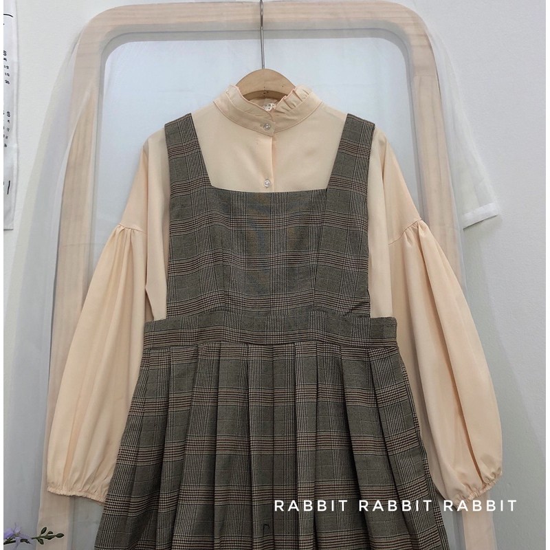 Set yếm kẻ nâu Vintage_SY04 | BigBuy360 - bigbuy360.vn