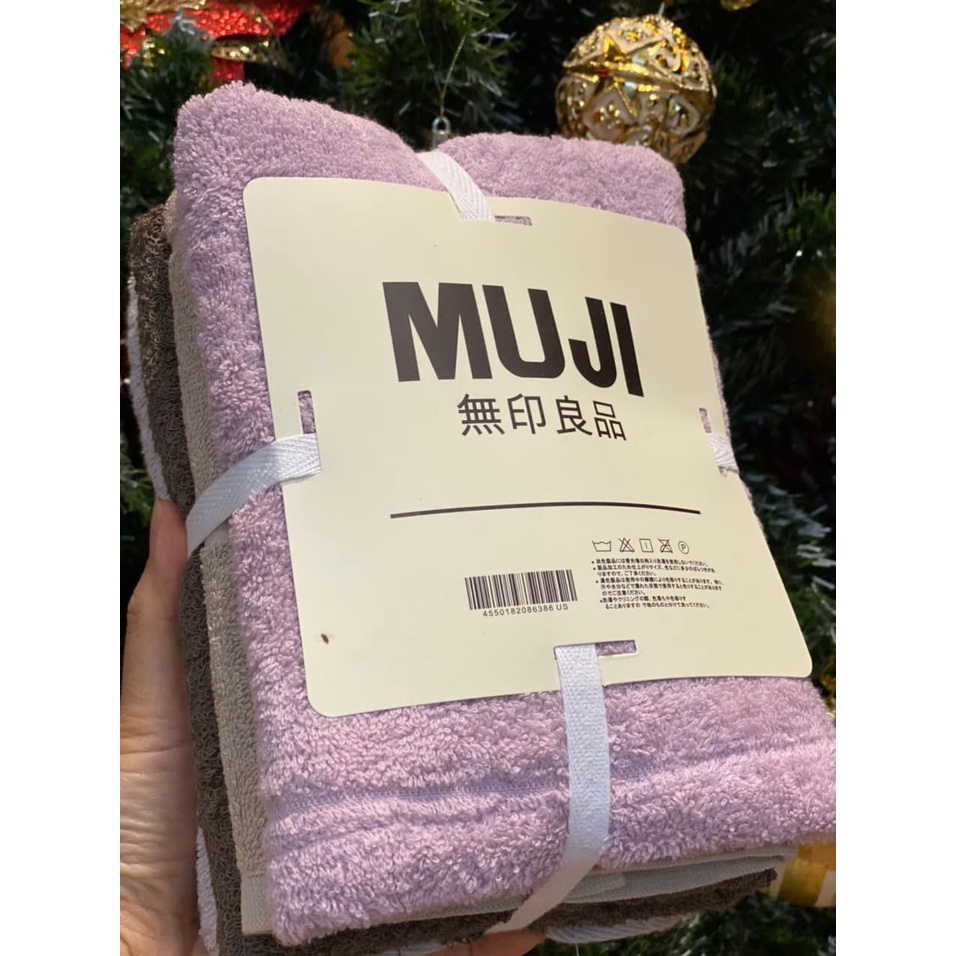 Set 4 khăn tắm Muji xuất Hàn 100 % cotton lông mềm siêu thấm hút