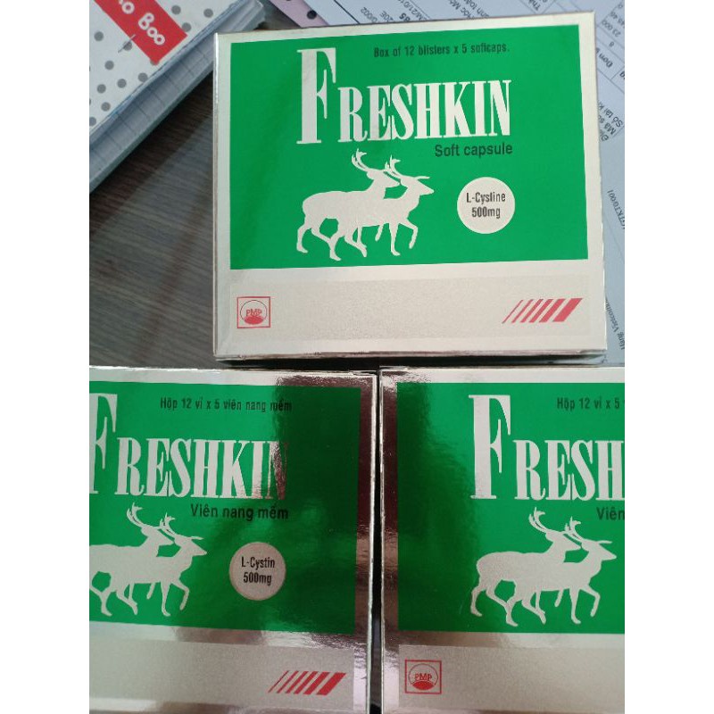 Viên uống FRESHKIN hộp 12 vỉ x 5 viên (L-CYSTINE) ngăn ngừa rụng tóc nám tàn nhan