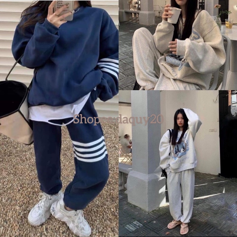 [BONI]Set bộ nỉ ngoại FORUYES &amp; sét sọc DAQUY20sét bộ nỉ ngoại Unisex bao chất không xù