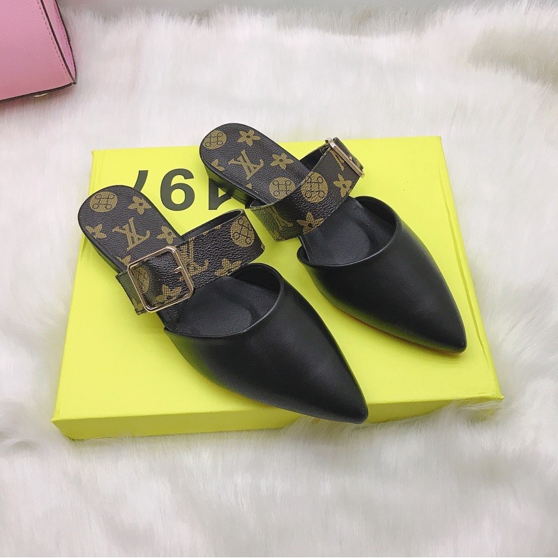 Giày Cao Gót, Giày Sục Nữ Mũi Nhọn Da Mềm Họa Tiết Phối Quai Ngang Cao 2Cm Đế Chống Trượt không Kêu Minhtushoes Giày Dép | BigBuy360 - bigbuy360.vn