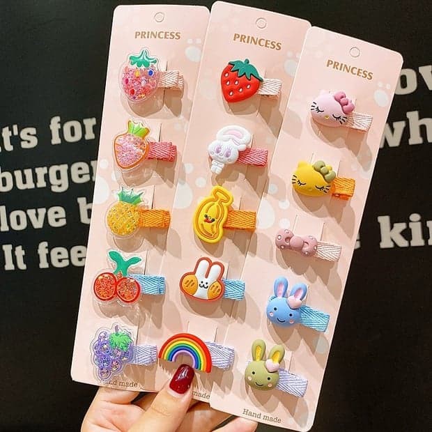 Set 5 Cặp Tóc Hoạt Hình Cho Bé Siêu Xinh