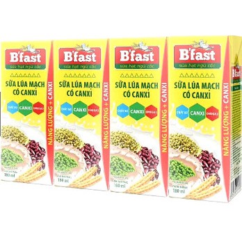 Sữa lúa mạch B'fast có canxi, ngũ cốc 12bl x 4hộp x 180ml