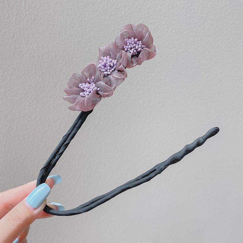 Dây buộc tóc đính hoa vải organza xinh xắn