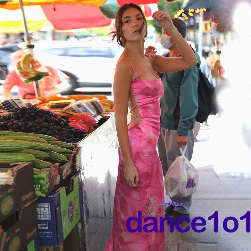 ✨Nk✨Đầm Ôm Không Tay Cổ Vuông Họa Tiết Màu Nhuộm Dành Cho Nữ