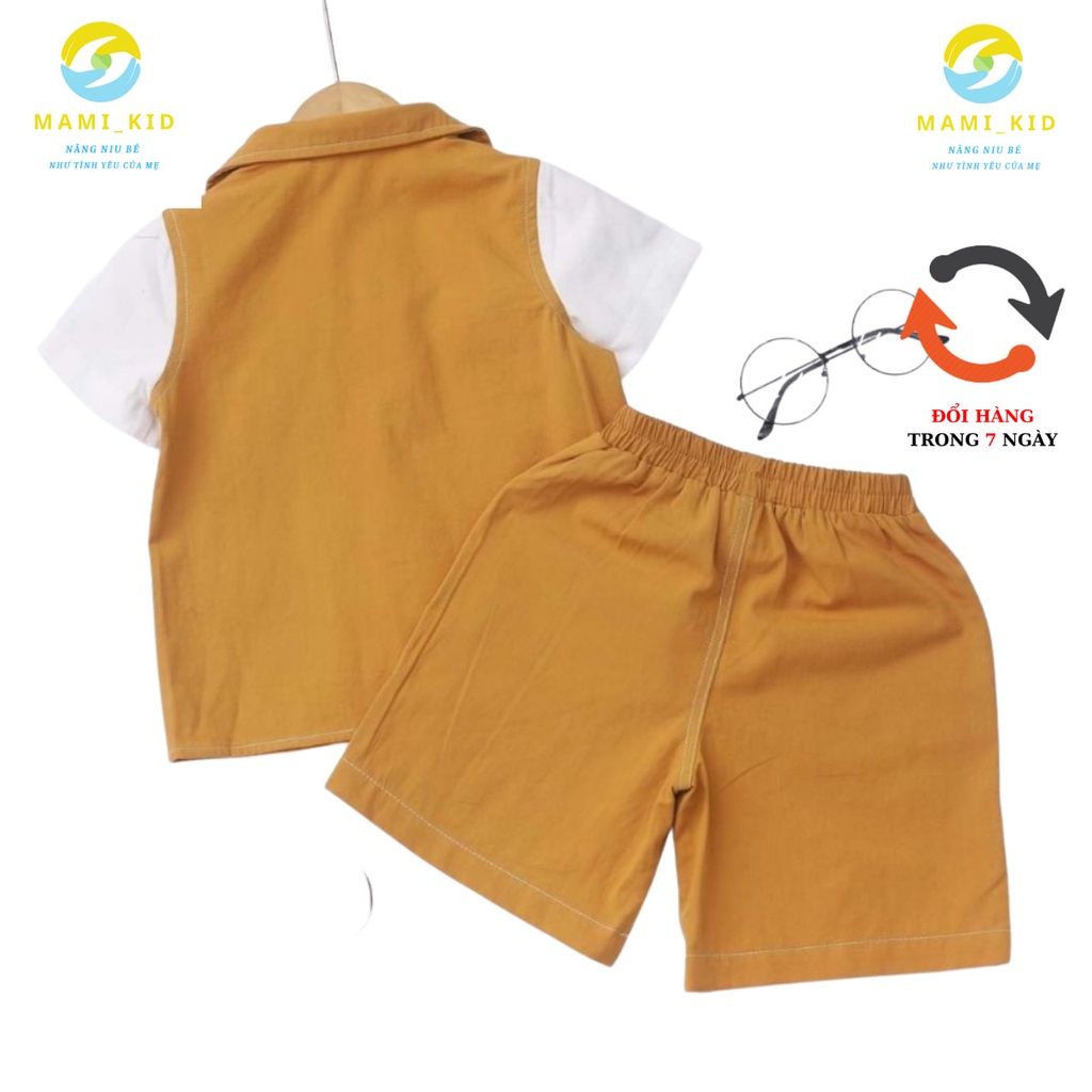 bộ cho bé trai mùa hè vải đũi Hàn siêu mát, 12-38kg ,Mamikid
