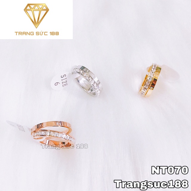 Nhẫn titan ko đEn 2 chiếc NT070