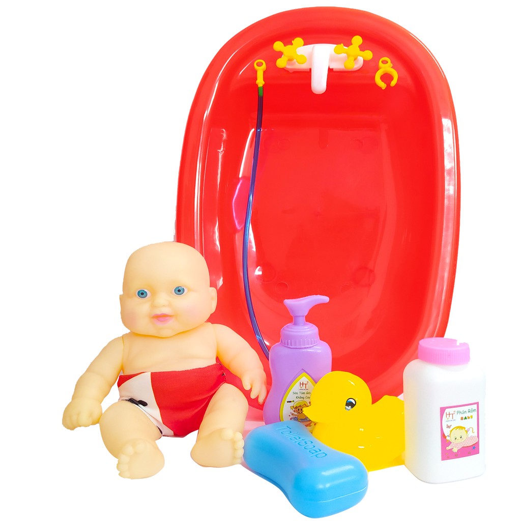 Bộ đồ chơi thau tắm Hoàng Thu có vòi sen, búp bê giúp bé thông minh , phát triển trí tuệ cho bé HT7604 - Monkey