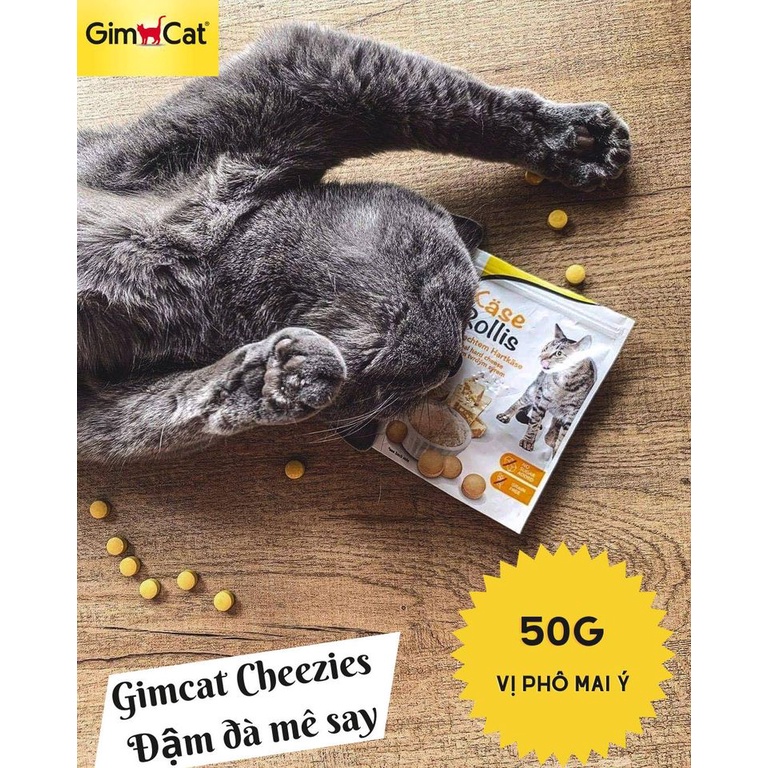 Bánh thưởng cho mèo snack Gimcat 50gr, viên phô mai cheezie cỏ mèo grasbits pouch Con Mèo Xiêm