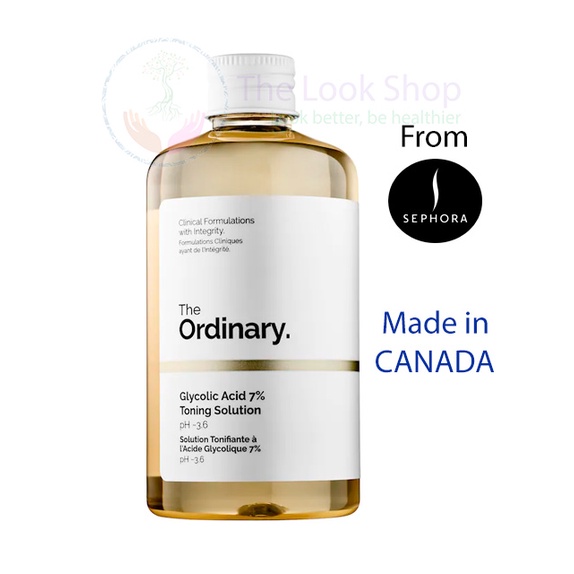 The Ordinary Glycolic Acid 7% Exfoliating Toning Solution- Toner giúp sáng da, tẩy tế bào chết- Sephora made in CANADA