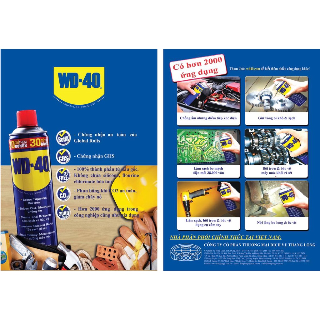 Chai xịt Bôi trơn Làm sạch Chống ẩm Chống rỉ sét WD-40