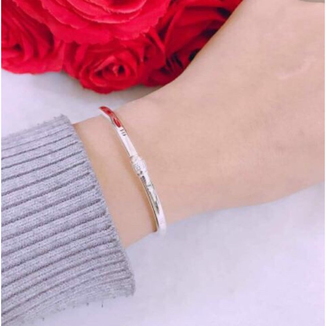 VÒNG TAY NỮ TRƠN PHAY SÁNG ĐẸP CHUẨN BẠC TA-Vòng tay bạc đẹp THJ