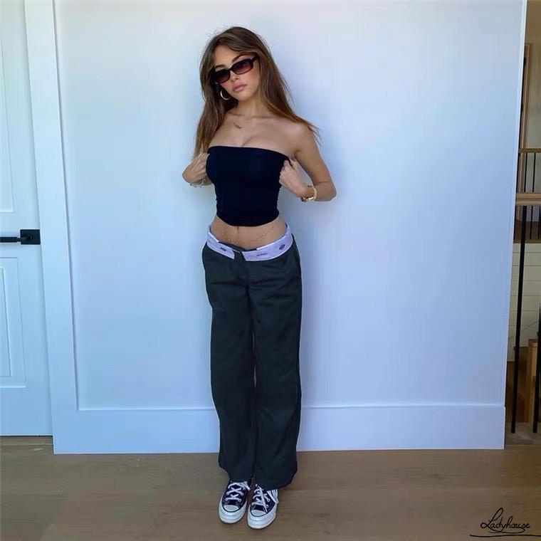 Quần Dài Thể Thao Lưng Thấp Có Túi Màu Sắc Độc Đáo Cho Nữ