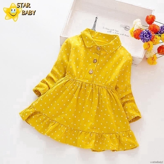 Đầm Dài Tay Chấm Bi Cho Bé Gái