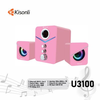 Loa 2.1 Kisonli U-3100 Pink LED