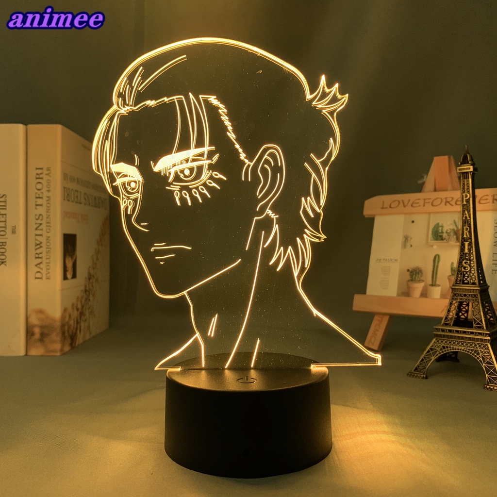 Đèn Led 3d Hình Anime Attack on Titan Eren Yeager Dùng Pin Trang Trí Phòng Trẻ Em