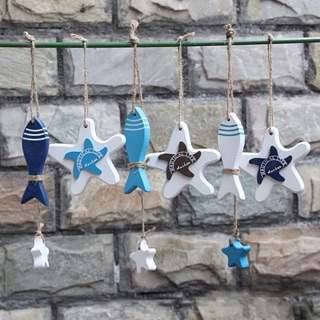 Bộ Sao biển và Cá gỗ handmade đồ chơi đồ trang trí nhà cửa an toàn sáng tạo