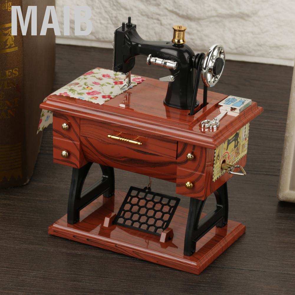 Hộp Âm Nhạc Hình Máy May Mini Sử Dụng Dây Cót Phong Cách Retro Cho Bé