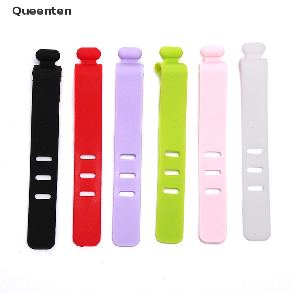 Queenten Silicone Data Cable Organizer Headphone Cord Finishing Buckle Wrap Tie Strap QT