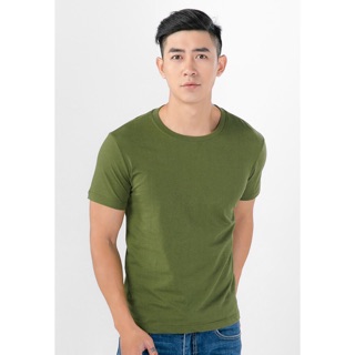 Áo thun nam cao cấp 100% cotton Gold Rhino màu xanh rêu