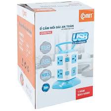 Ổ cắm Comet CES6703 (7 ổ đa năng, 2 ổ USB, dây 3m)