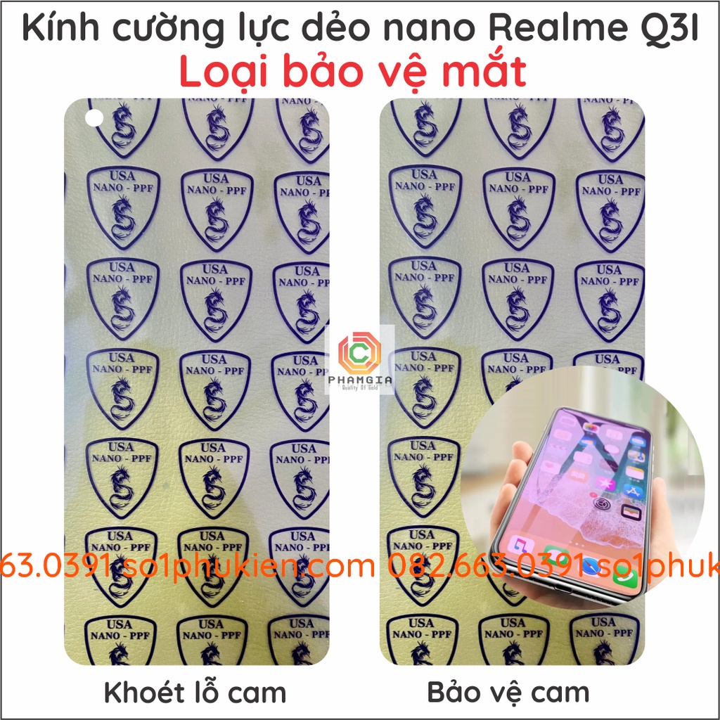 Dán cường lực Realme Q3i  nano dẻo, siêu bền chống vỡ, trong suốt,cường lực 9H+