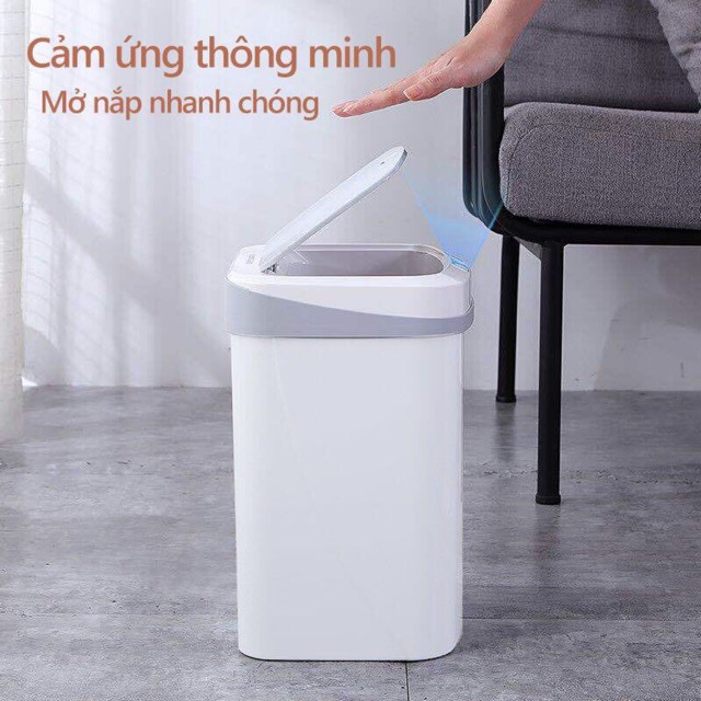 Thùng Rác Cảm Ứng Thông Minh Có Nắp Đóng Mở Tự Động Thùng Rác Cao Cấp Thể Tích 16L