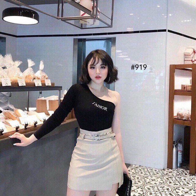 Áo lệch vai 1 tay ja siêu hot chất thun mỏng xinh xinh