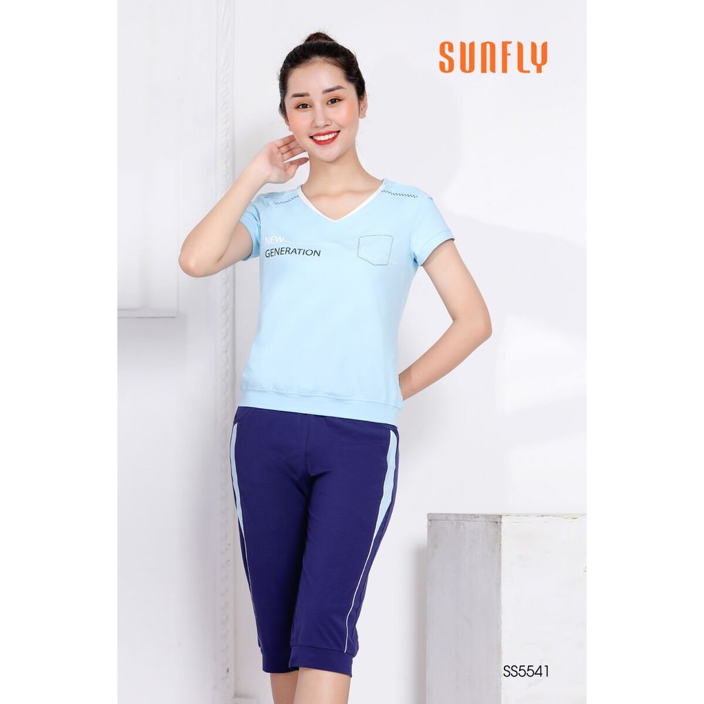 Đồ bộ SUNFLY_Chất cotton 💯% cực kì thoải mái, dễ chịu_Kiểu dáng thể thao, lịch sự phối họa tiết trẻ trung