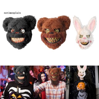 NAME Plush Bloody Bear Rabbit Creepy Scary Mask Halloween Masquerade Costume Props