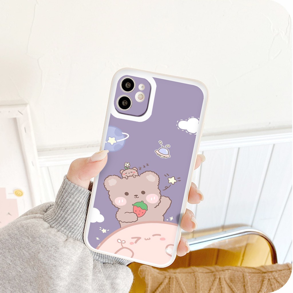 ỐP IPHONE BẢO VỆ CAM  vuông cạnh ốp lưng 12 pro max Gấu nhỏ xinh xắn full case 6 đến 13promax tr1172