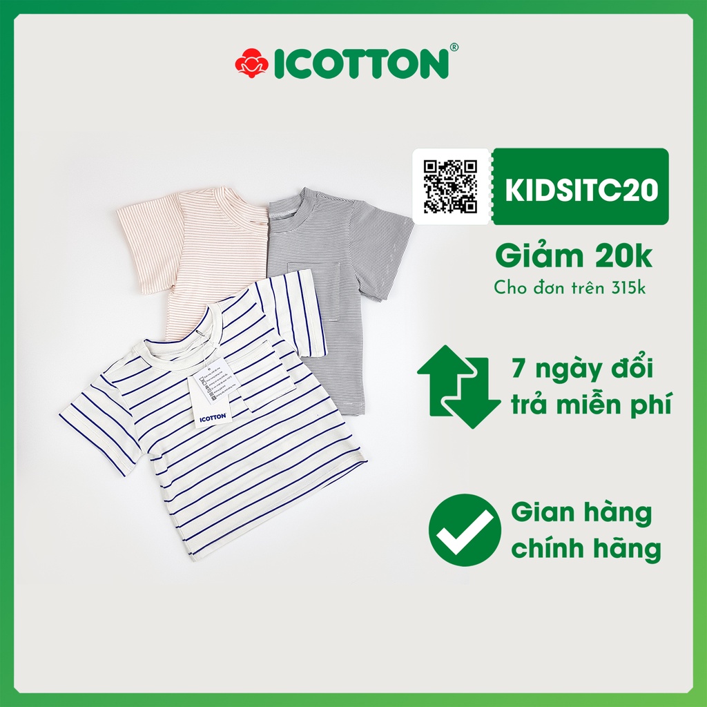 Áo phông kẻ Icotton cho bé từ 1 đến 8 tuổi
