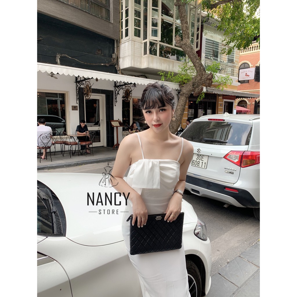 Váy đầm nữ body cao cấp sang trọng hai dây xếp nơ ngực tôn dáng dự tiệc sang chảnh Nancy A11 | BigBuy360 - bigbuy360.vn