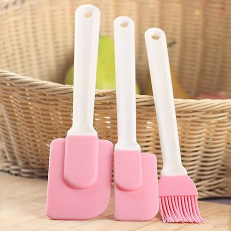 Set 3 phới và chổi quét silicone màu hồng siêu xinh