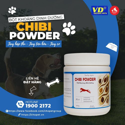 Chibi Powder bột khoáng dinh dưỡng hỗ trợ hệ tiêu hóa cho chó,mèo. Bổ sung axit amin, tăng cơ chắc khỏe