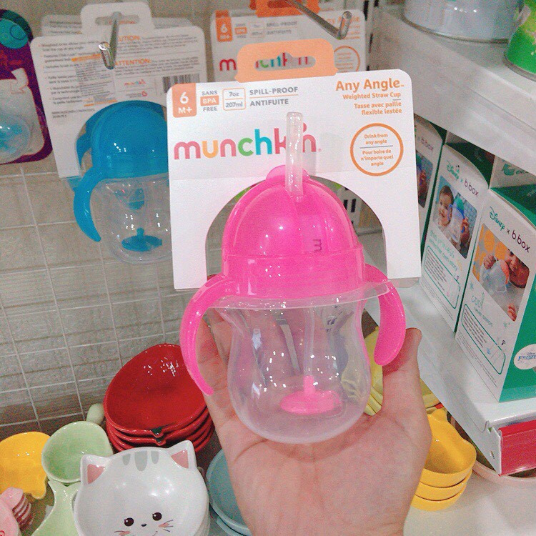 Bình munchkin 200ml cho bé tập uống nước có ống hút