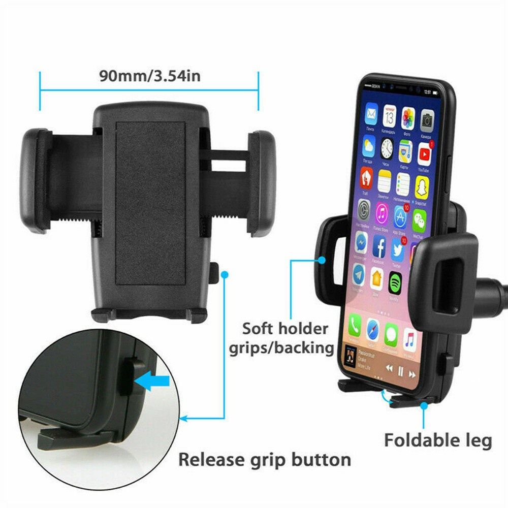 LETTER Universal Mobile  Phone Holder Multifunctional Auto Internal  Cradle Car Rearview Mirror Mount Flexible Extra-firm Hose 360 Degree Rotate Navigation Stand