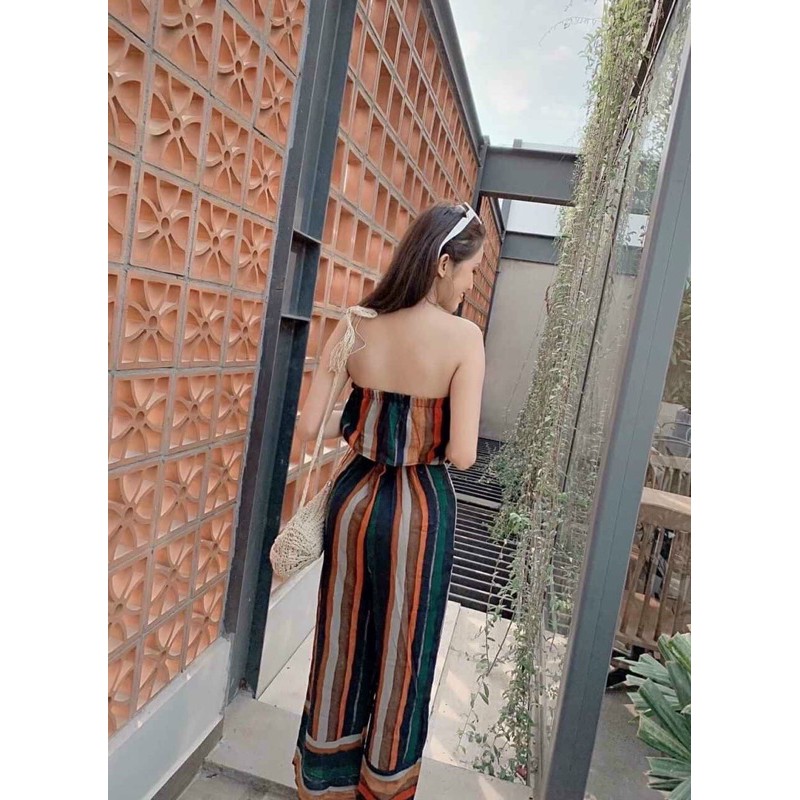 JUMPSUIT CULOTTES SỌC MÀU