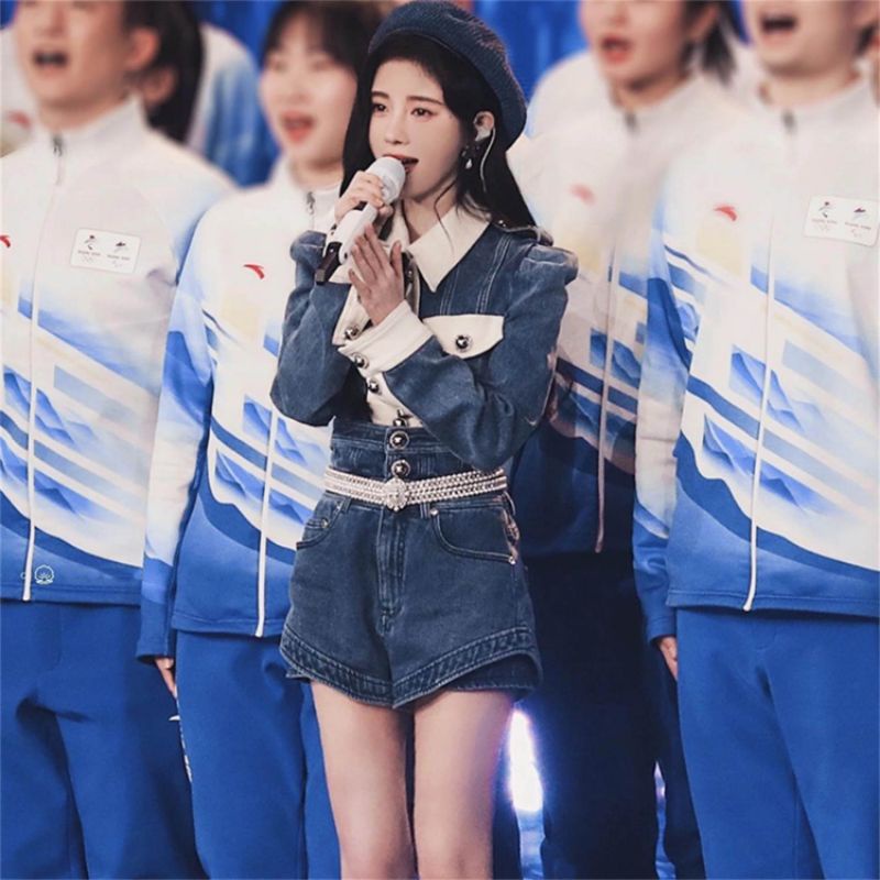 ẢNH THẬT Set Jeans denim Cúc Tịnh Y Sơ Mi Jeans Kèm Quần Short