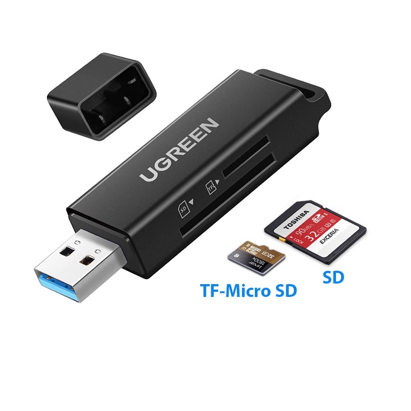 Đầu đọc thẻ nhớ SD/TF cổng USB 3.0 Ugreen 40752 - Hàng Chính Hãng