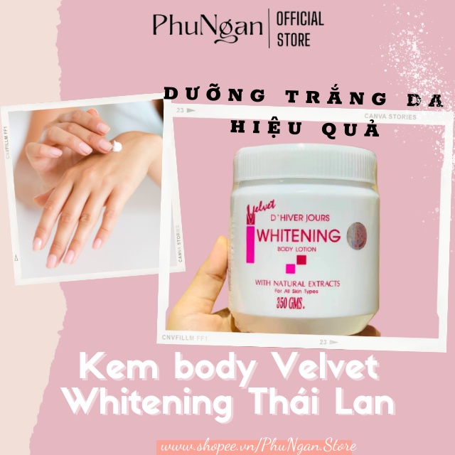(Trắng, mịn)Kem dưỡng thể Velvet Whitening Body Lotion Thái Lan 350g