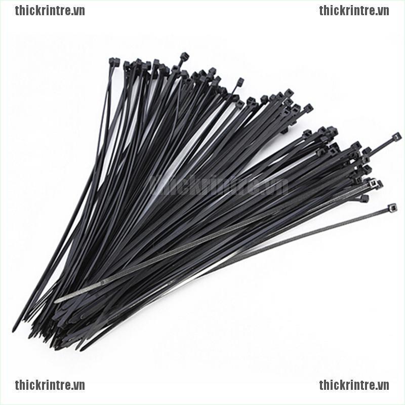 <Hot~new>100pcs 10cm Nylon Plastic Zip Trim Wrap Cable Loop Ties Wire Self-Locking Black