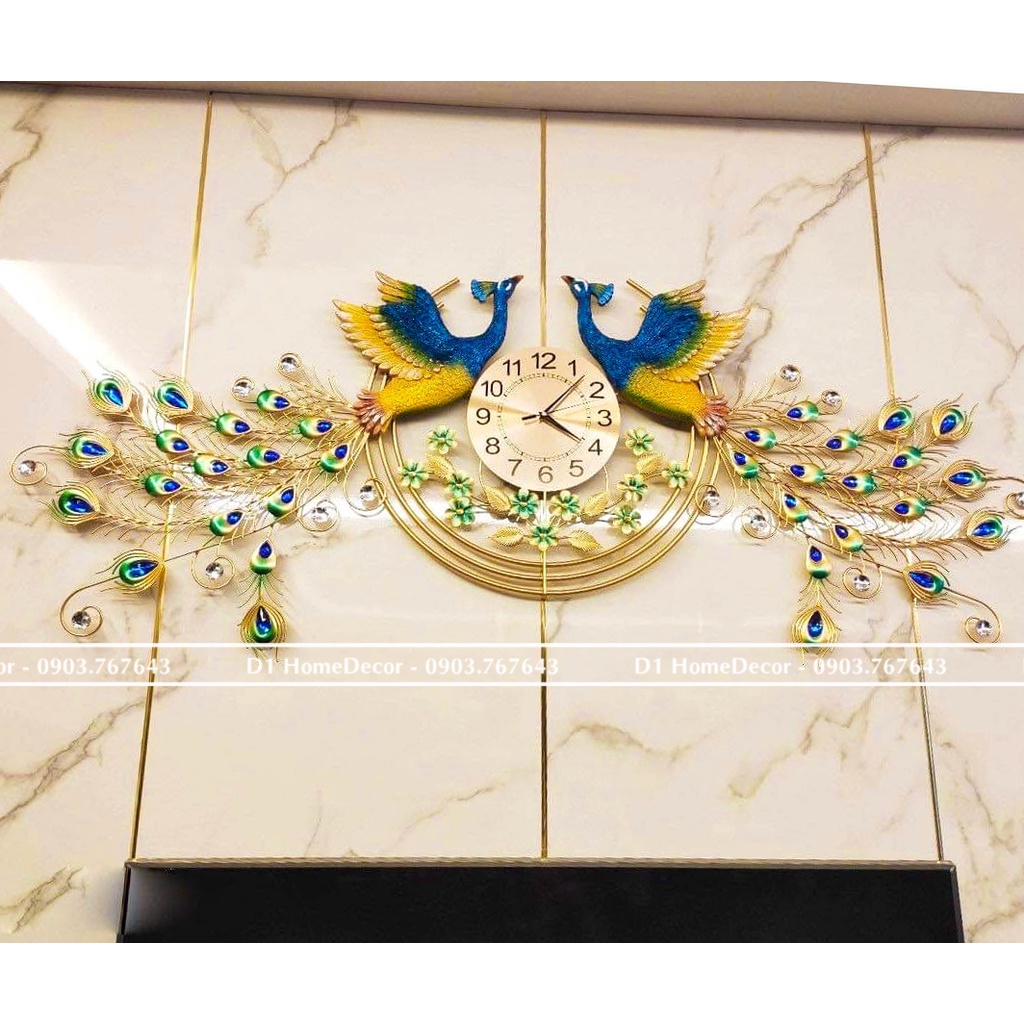 Đồng Hồ Treo Tường Con Chim Công Tài Lộc Chính Hãng D1 Home Kim Trôi Trang Trí Tường Decor - 38